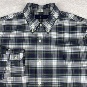 Ralph Lauren Shirt Mens Large Blue/Green Plaid 100% Cotton Long Sleeves